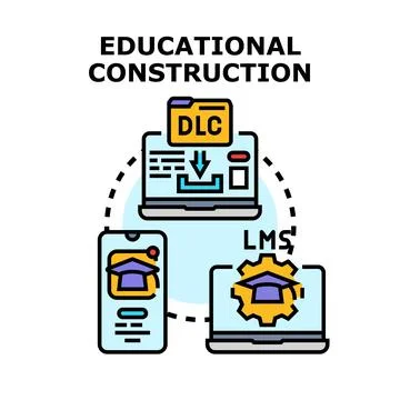 Educational construction concept with digital learning content 库存插图