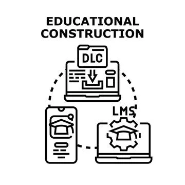 Educational construction concept with digital learning content 스톡 일러스트