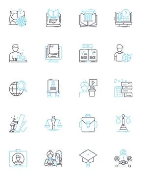 Educational development linear icons set. Innovation, Empowerment, Growth Stock Illustration