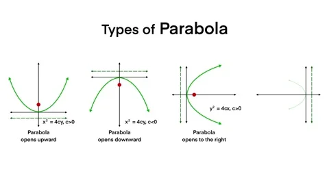 Educational diagram four types of parabolas with directional openings 動画素材 311650859