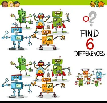 Educational difference game Cartoon Illustration of Finding the Difference... Foto stock