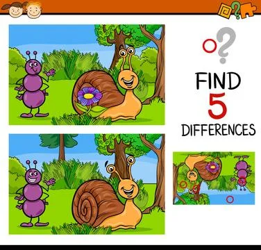 Educational differences task Cartoon Illustration of Finding Differences E... Foto stock