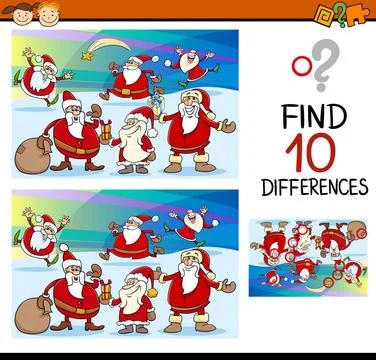 Educational differences task Cartoon Illustration of Finding Differences E... 스톡 사진