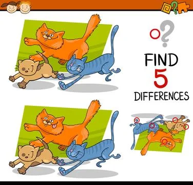 Educational differences task Cartoon Illustration of Finding Differences E... Foto stock