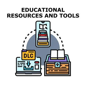 Educational digital resources and learning tools concept Illustrazione stock