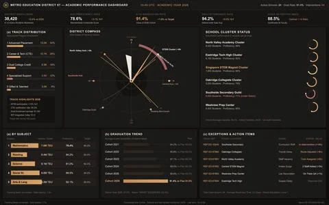Educational District Academic Performance and Student Outcomes Data Dashboard イラスト素材