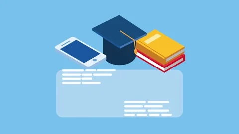 Educational e-learning concept animation with mortarboard cap smartphone an.. 動画素材 339071150