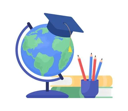 Educational elements semi flat color vector cartoon illustration Illustrazione stock