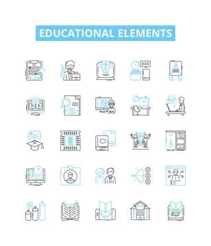Educational elements vector line icons set. learning, instruction, knowledge イラスト素材