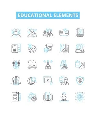 Educational elements vector line icons set. learning, instruction, knowledge 스톡 일러스트