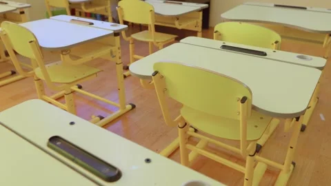 Educational environment: video excursion to the children's school classroom Stock Footage 247472216