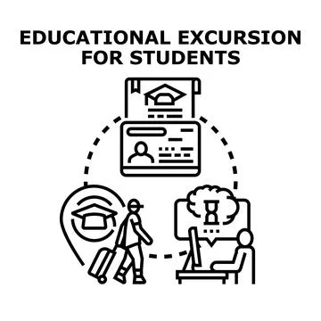 Educational excursion planning, learning, and student experience Stock Illustration