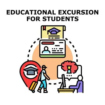 Educational excursion planning, learning, and student experience Stock Illustration