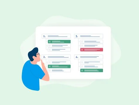 Educational Experience - Learning with Online Exams, Internet Quizzes and Web Stock Illustration