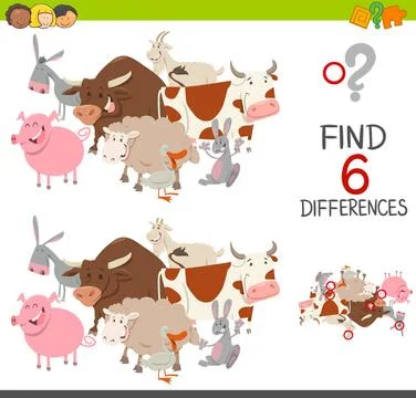 Educational finding differences game Cartoon Illustration of Finding the D... 스톡 사진