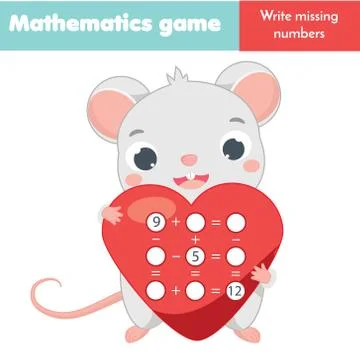 Educational game for children. Complete equations. Study Subtraction and addi Stock Illustration