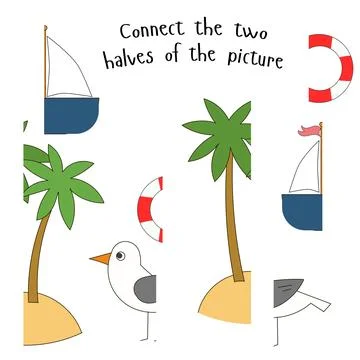 Educational game for children connect two parts Stock Illustration