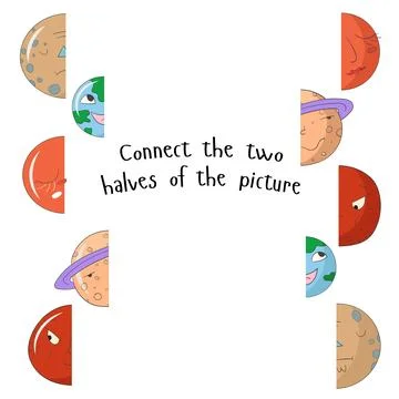 Educational game for children connect two parts Stock Illustration