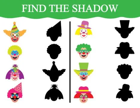 Educational game for children. Development of attention. Find the shadows of  Stock Illustration