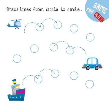 Educational game for children. Draw paths. Handwriting practice. Cute cartoon Stock Illustration