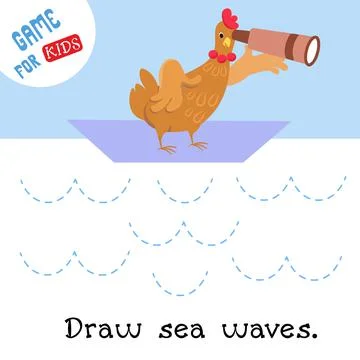 Educational game for children. Draw the paths. Handwriting practice. Cartoon chi Stock Illustration