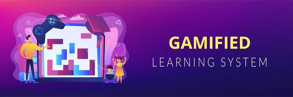 Educational game concept banner header Stock Illustration