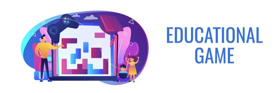 Educational game concept banner header Stock Illustration