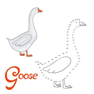 Educational game connect dots to draw goose bird Stock Illustration