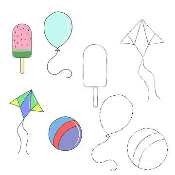 Educational game connect the dots to draw item Stock Illustration