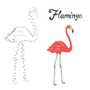 Educational game connect the dots to draw bird Stock Illustration