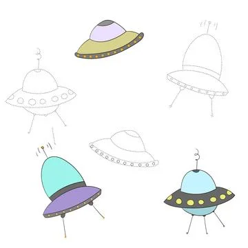 Educational game connect the dots to draw UFO Stock Illustration