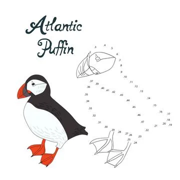 Educational game connect dots draw bird Stock Illustration