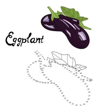Educational game connect dots draw eggplant vector Illustrazione stock