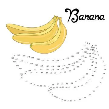 Educational game connect dots draw banana vector Stock Illustration