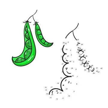 Educational game connect dots draw peas vector Stock Illustration