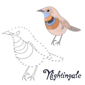 Educational game connect dots draw bird Stock Illustration