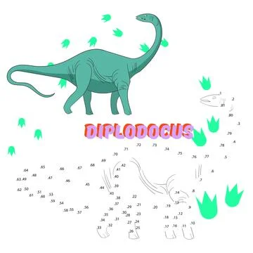 Educational game connect dots to draw dinosaur Stock Illustration