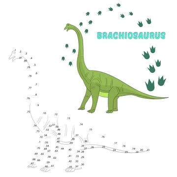 Educational game connect dots to draw dinosaur Stock Illustration