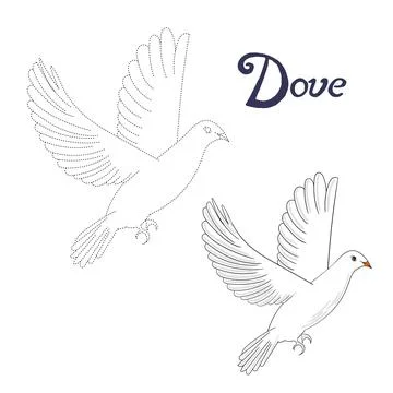 Educational game connect dots to draw dove bird Stock Illustration