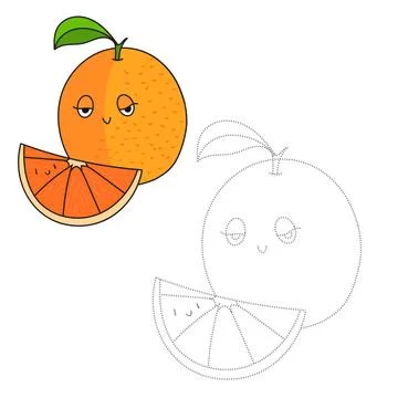 Educational game connect dots to draw orange Stock Illustration