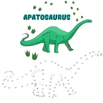 Educational game connect dots to draw dinosaur Stock Illustration