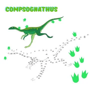 Educational game connect dots to draw dinosaur Stock Illustration