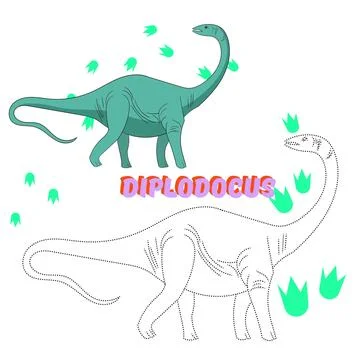 Educational game connect the dots to draw dinosaur Stock Illustration