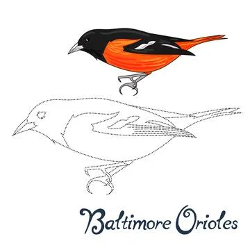 Educational game connect dots to draw bird Illustrazione stock