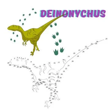 Educational game connect the dots to draw dinosaur Illustrazione stock
