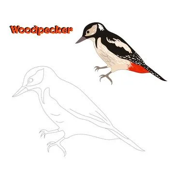 Educational game connect the dots to draw bird Stock Illustration