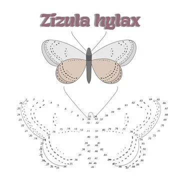 Educational game connect dots to draw butterfly Stock Illustration