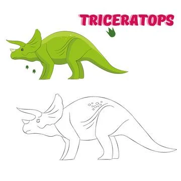 Educational game connect the dots to draw dinosaur Stock Illustration