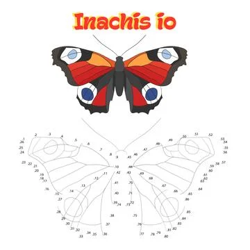 Educational game connect dots to draw butterfly Stock Illustration