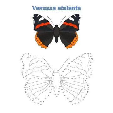 Educational game connect dots to draw butterfly Stock Illustration